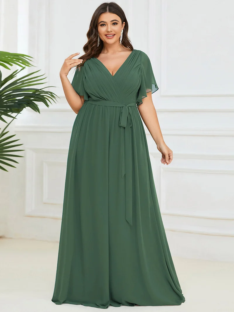 ever LEORA|Robe demoiselle d'honneur en mousseline à encolure en V et à manches flottantes