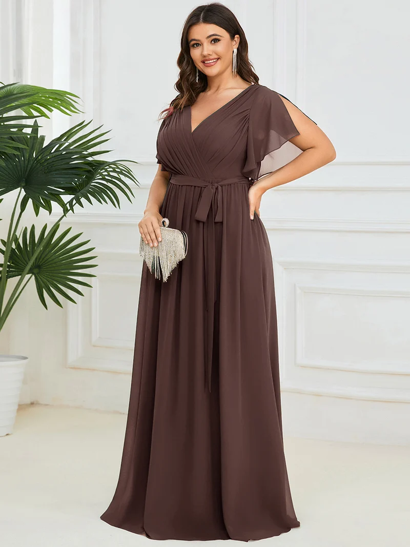 ever LEORA|Robe demoiselle d'honneur en mousseline à encolure en V et à manches flottantes