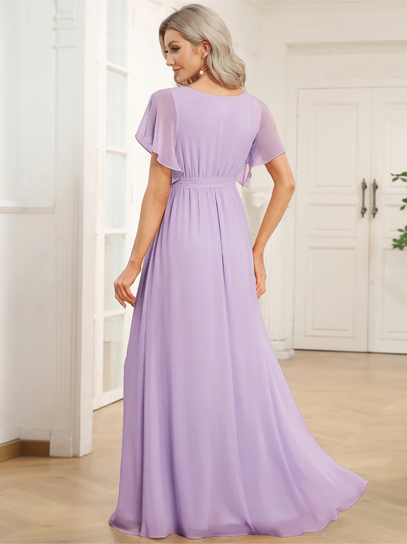 ever LEORA|Robe demoiselle d'honneur en mousseline à encolure en V et à manches flottantes