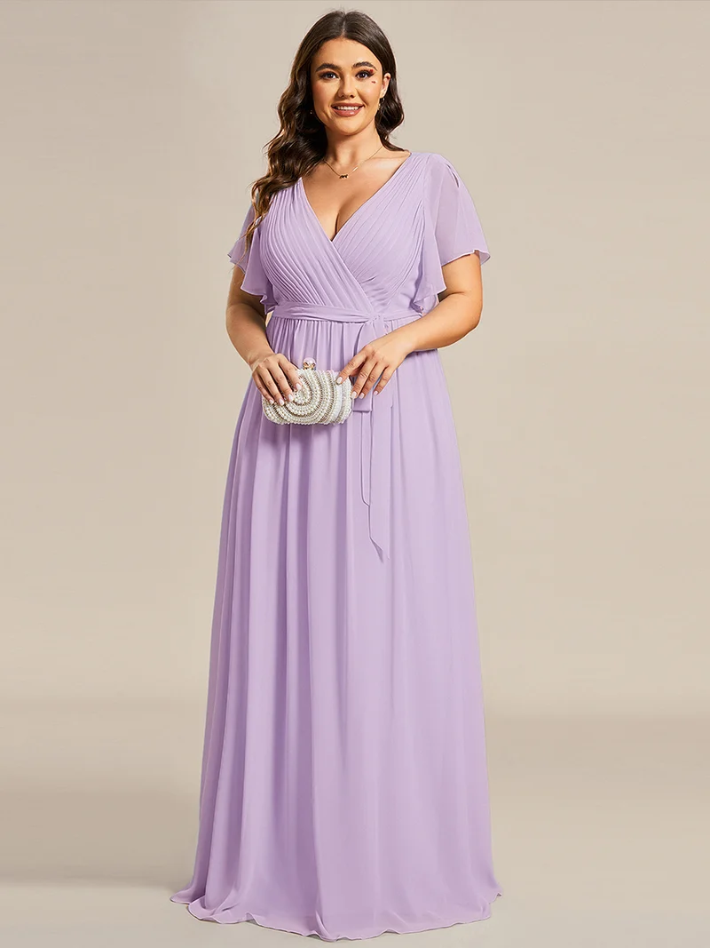 ever LEORA|Robe demoiselle d'honneur en mousseline à encolure en V et à manches flottantes