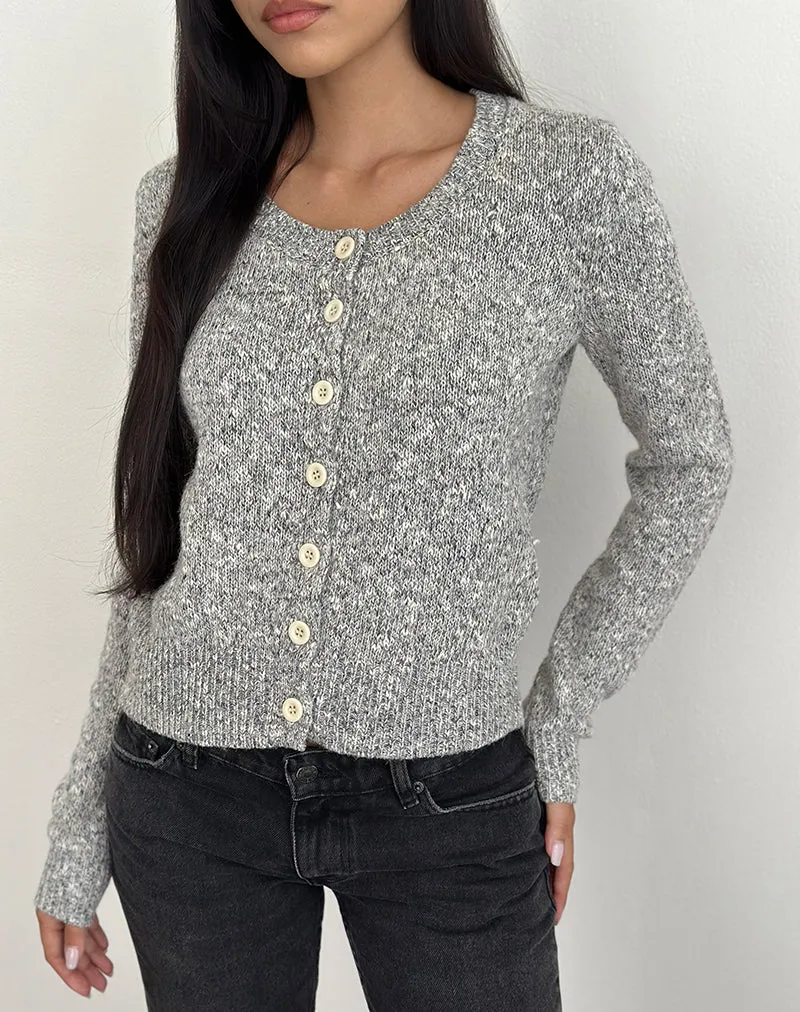 Cardigan Talira en tricot gris foncé marbré