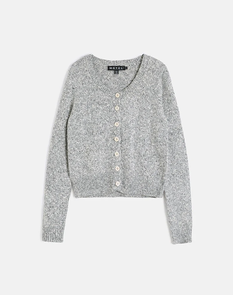 Cardigan Talira en tricot gris foncé marbré