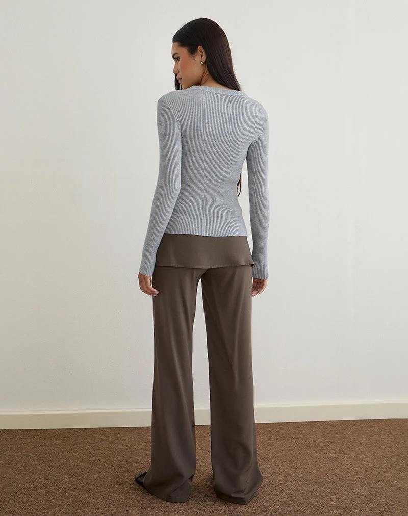 Liano Cardigan zippé en tricot côtelé gris