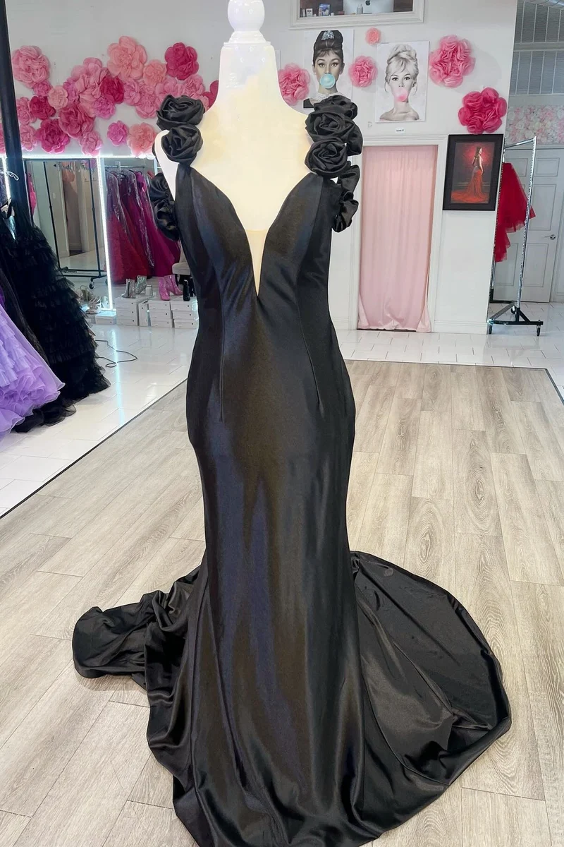 Rosette Plunge V Dos Nu Sirène Longue Robe Formelle