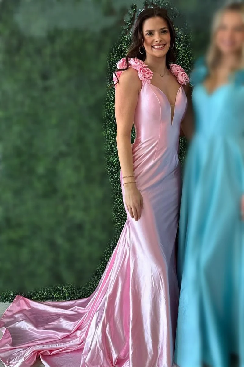 Rosette Plunge V Dos Nu Sirène Longue Robe Formelle