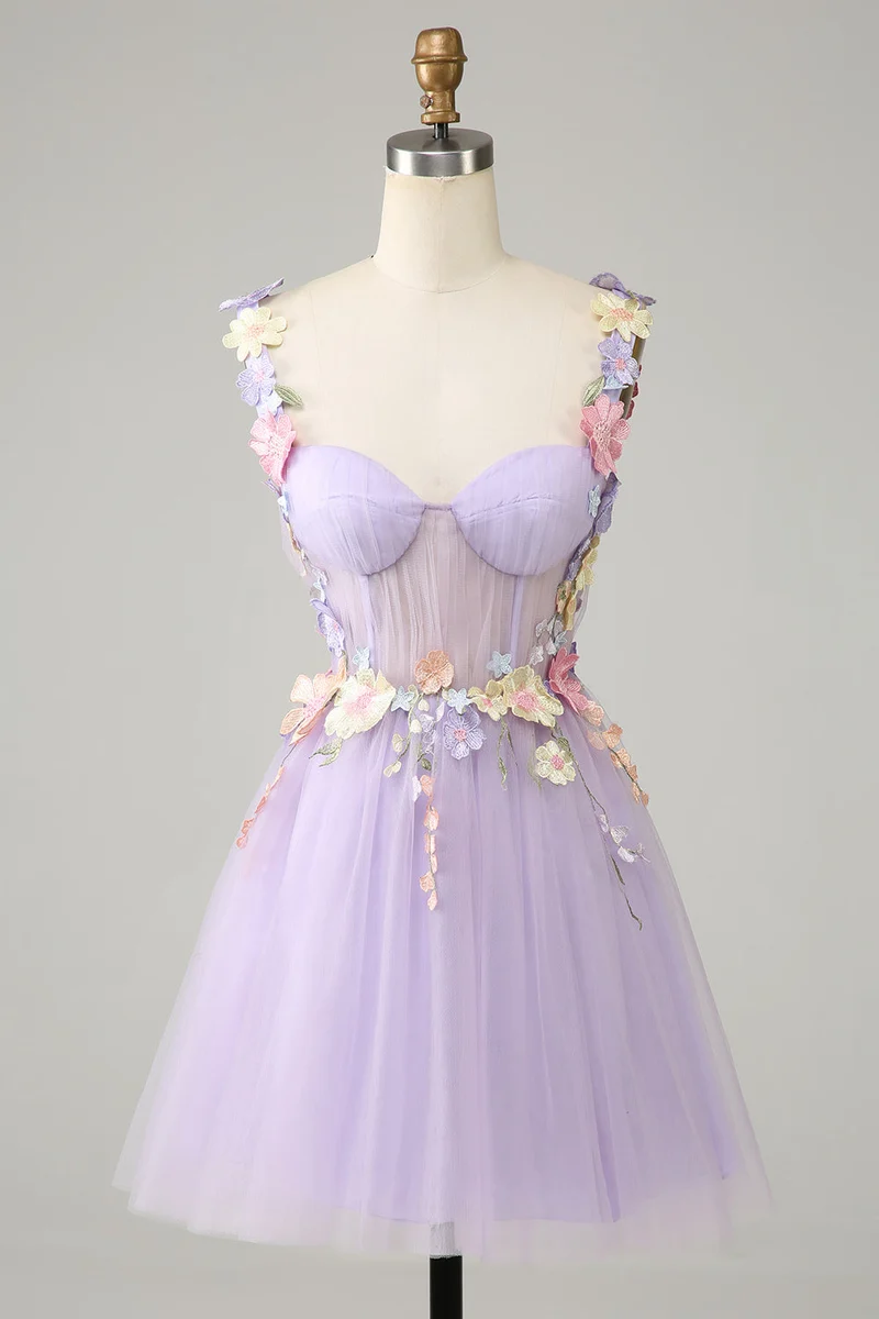 Robe de soirée Liac transparente à fleurs 3D colorées