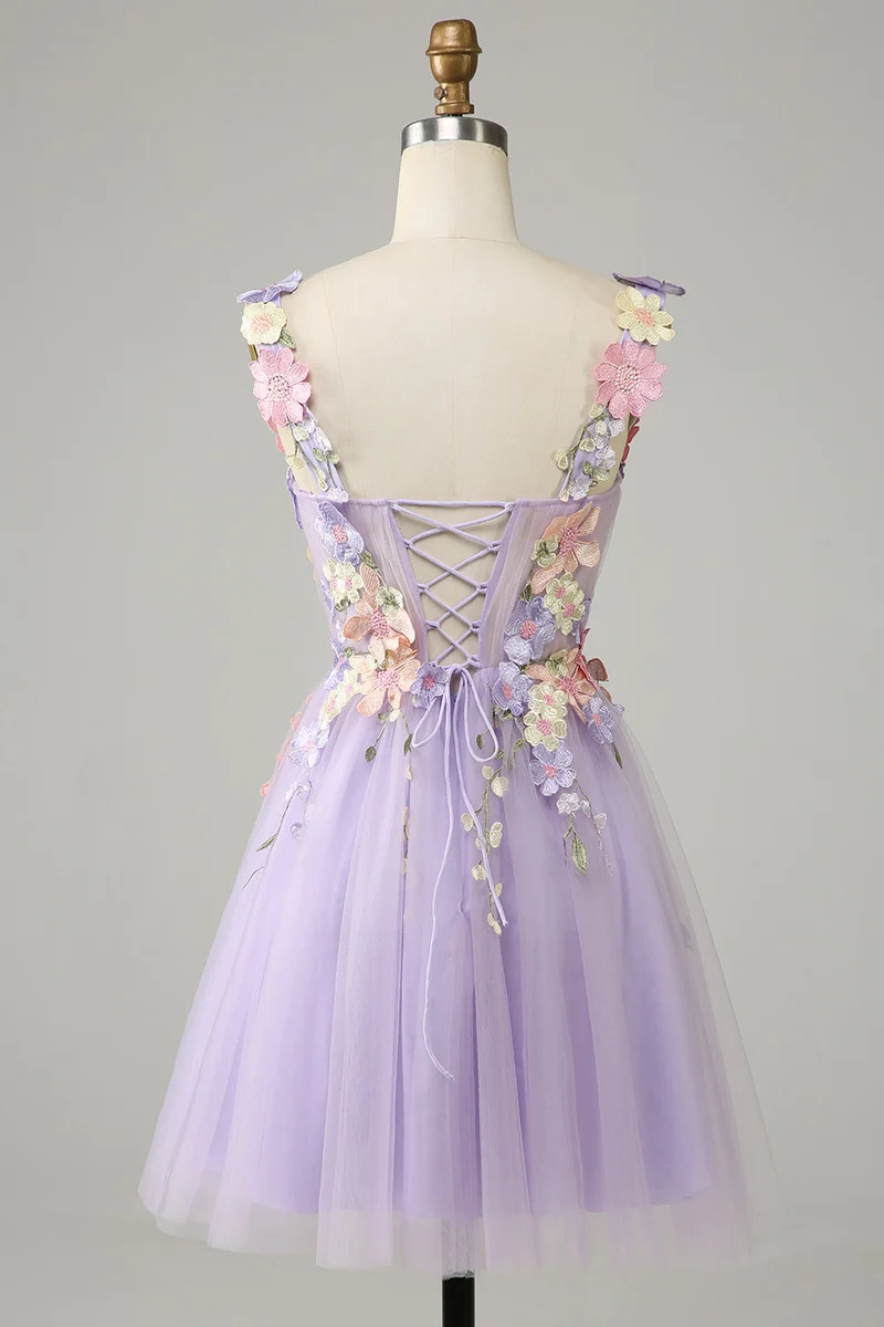 Robe de soirée Liac transparente à fleurs 3D colorées