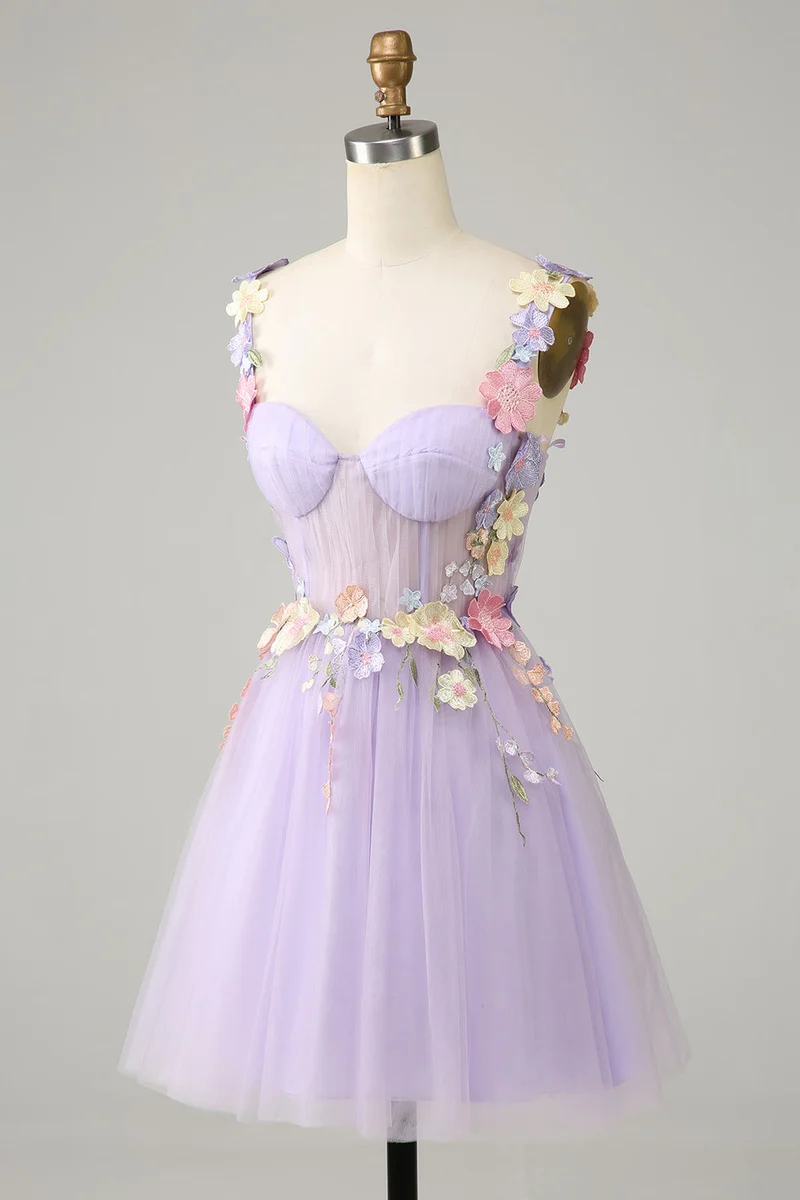 Robe de soirée Liac transparente à fleurs 3D colorées