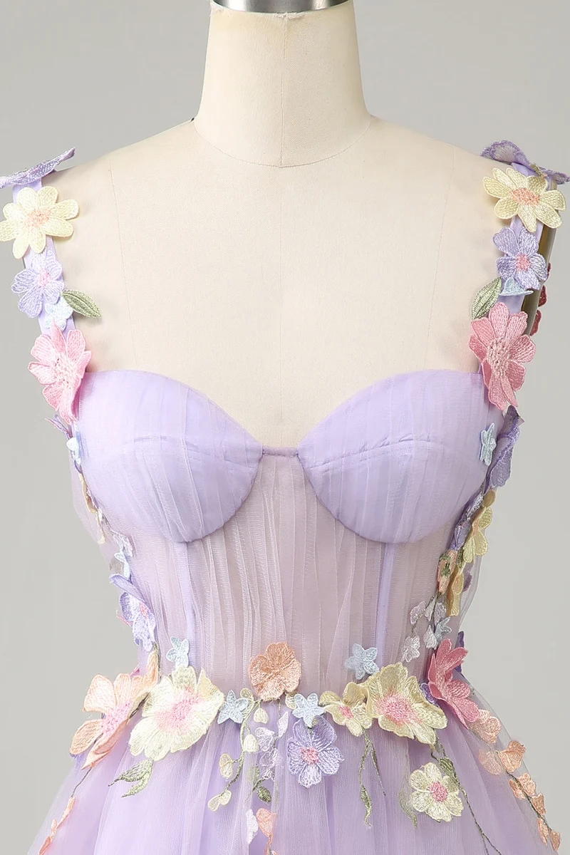 Robe de soirée Liac transparente à fleurs 3D colorées