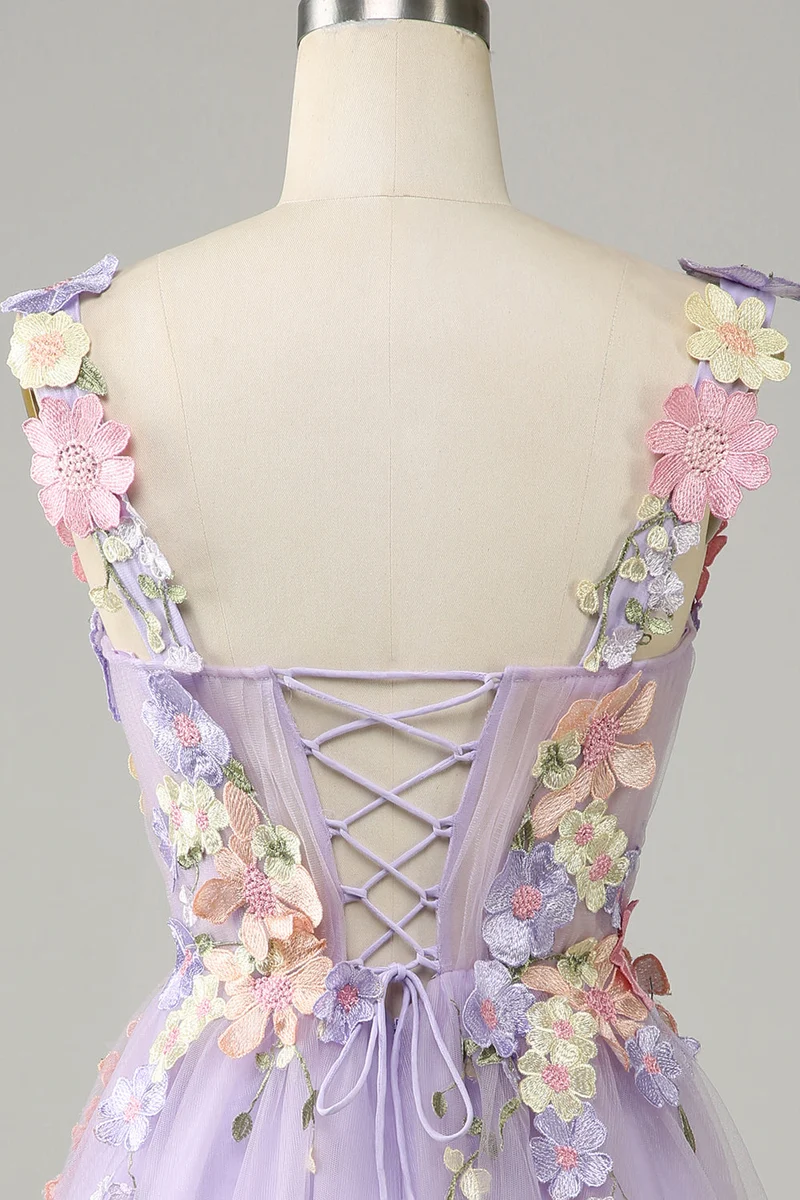 Robe de soirée Liac transparente à fleurs 3D colorées