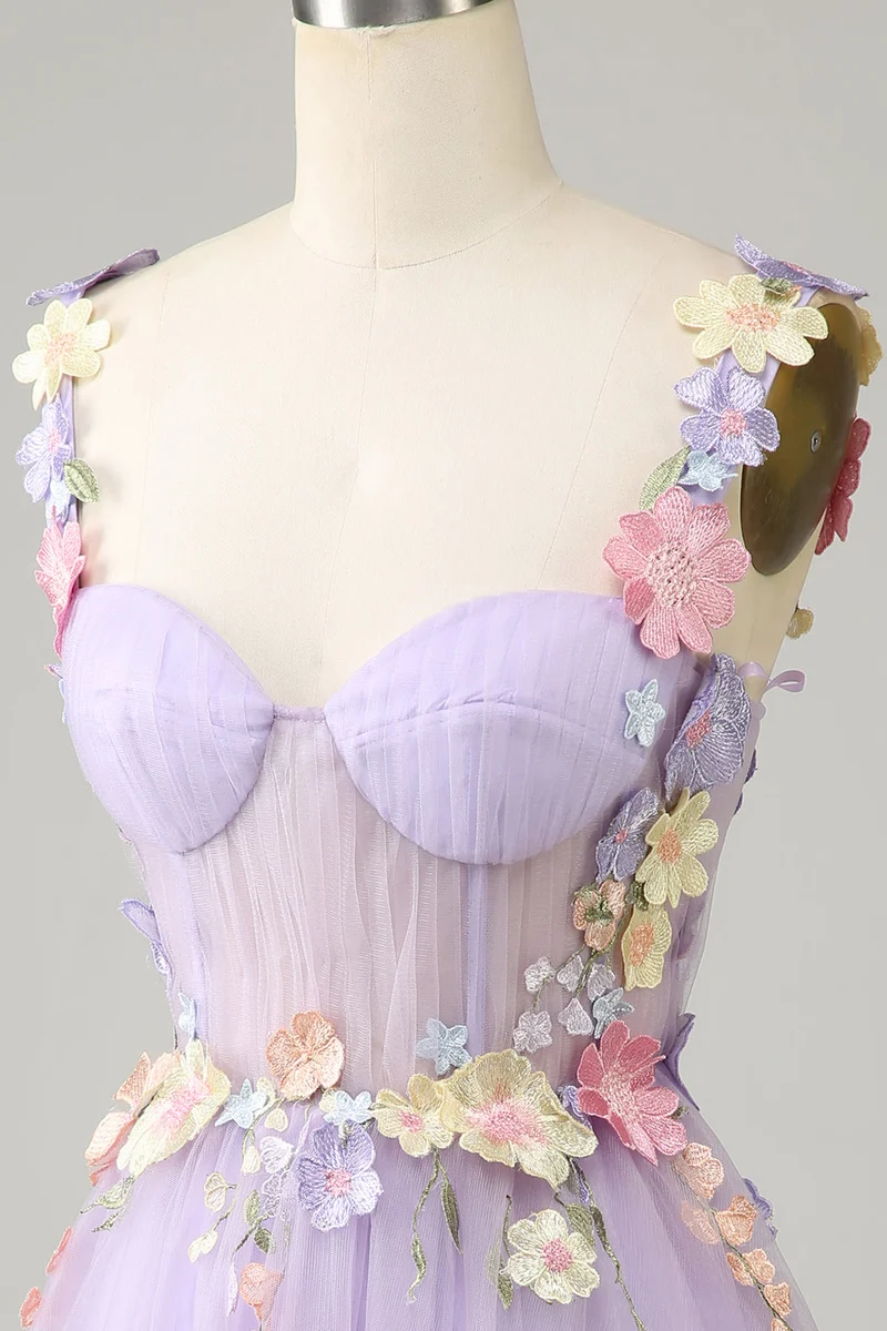 Robe de soirée Liac transparente à fleurs 3D colorées