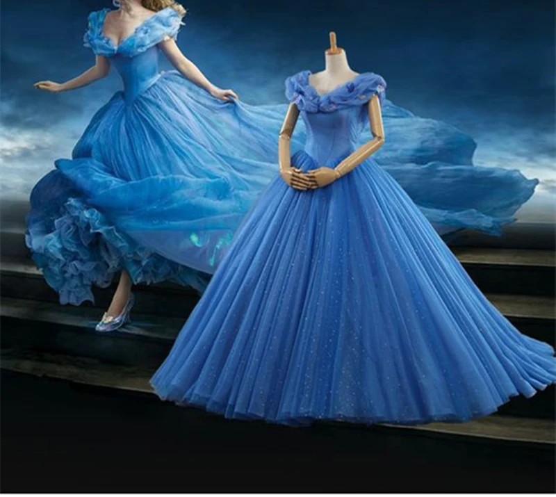 Disney Princess Robe de Bal Mascarade Bleue Robe de Bal Cendrillon