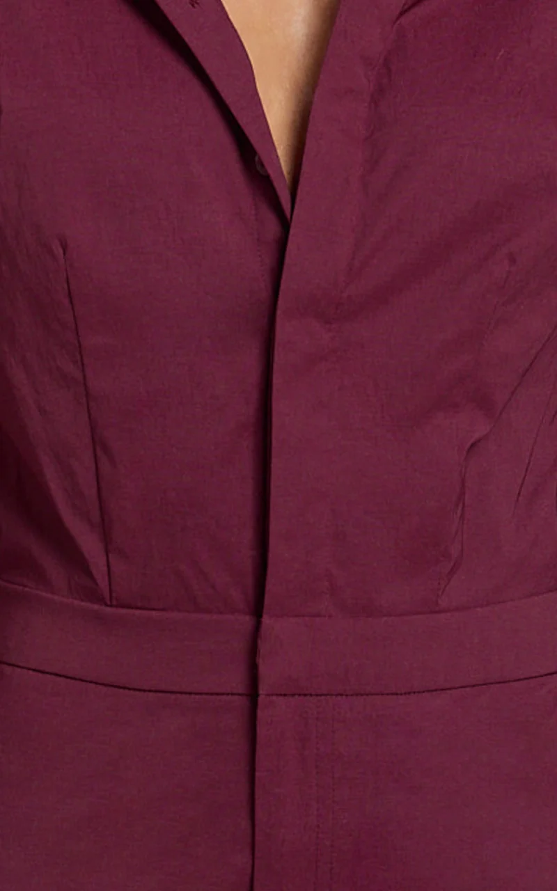 Lorrie Mini Dress - Long Sleeve Shirt Dress in Wine