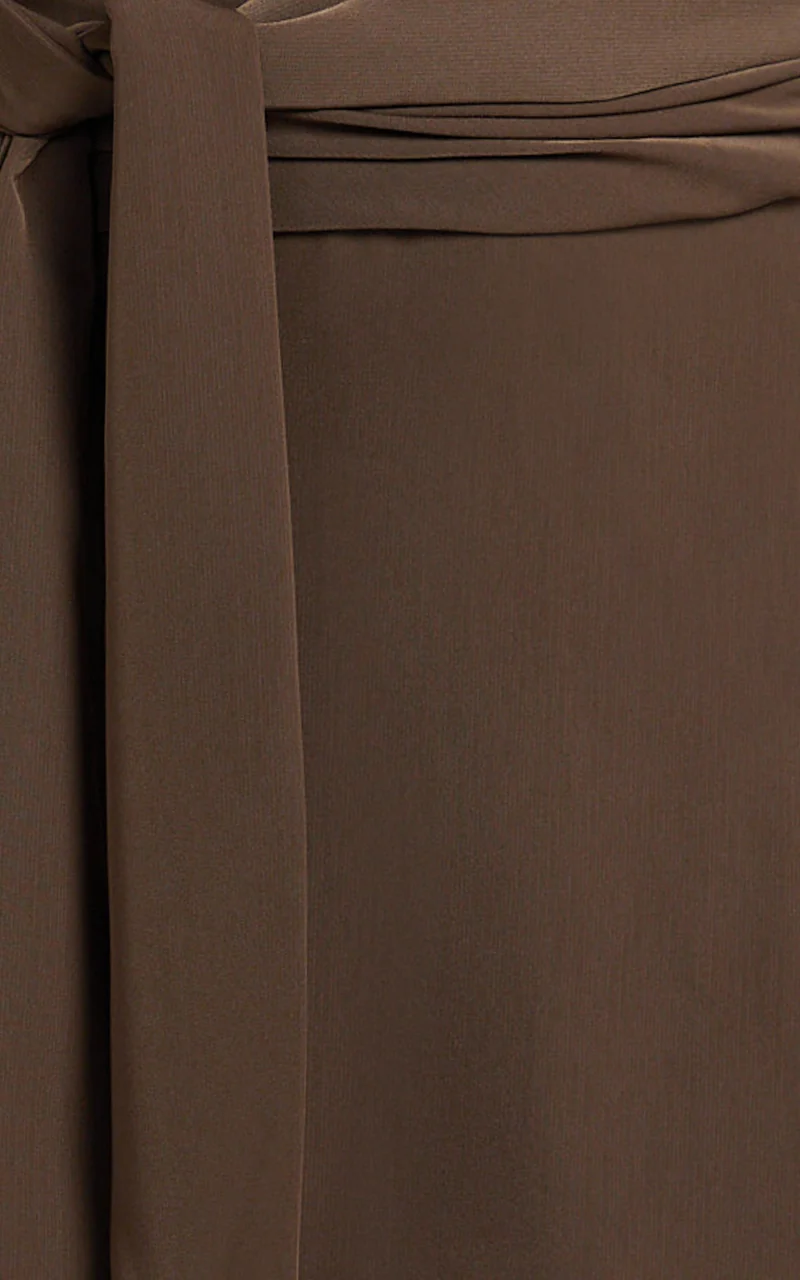 Joyce Mini Dress - Backless Tie Waist Shirt Dress in Chocolate