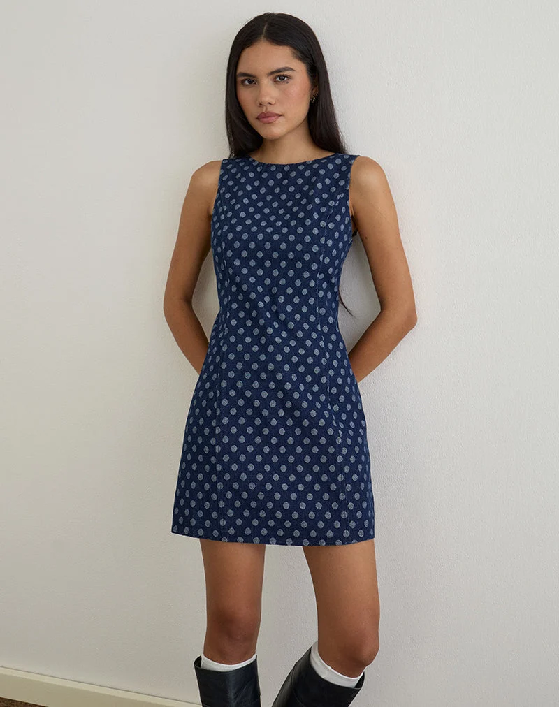 Ayura Dress in Polka Chambray Indigo