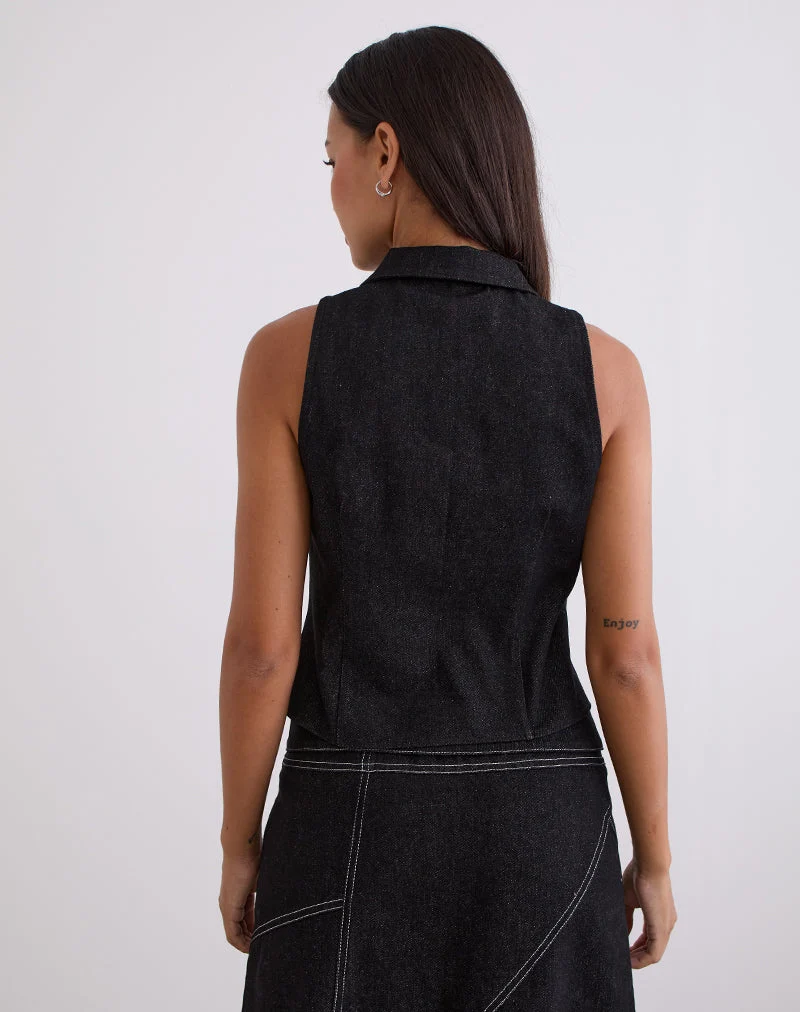 Gilet Janae en Denim Black Wash