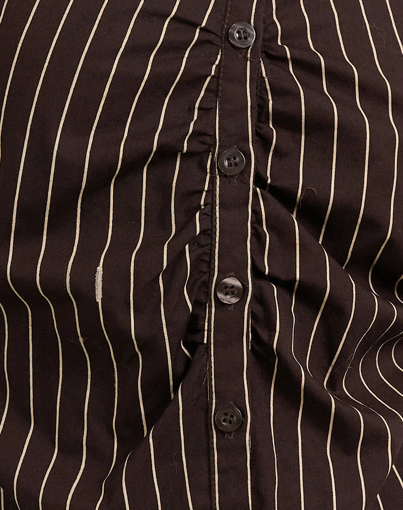 Tarsi - Chemise cintrée à rayures monochromes - Chocolat