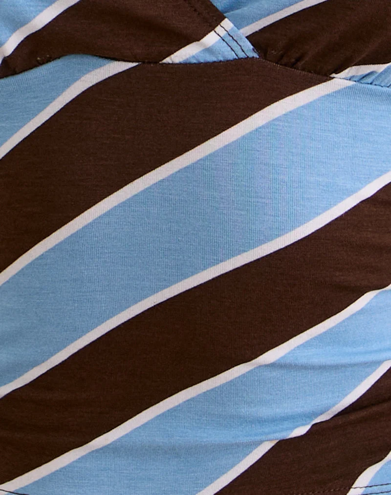 Haya Plunge Top in Retro Stripe Blue