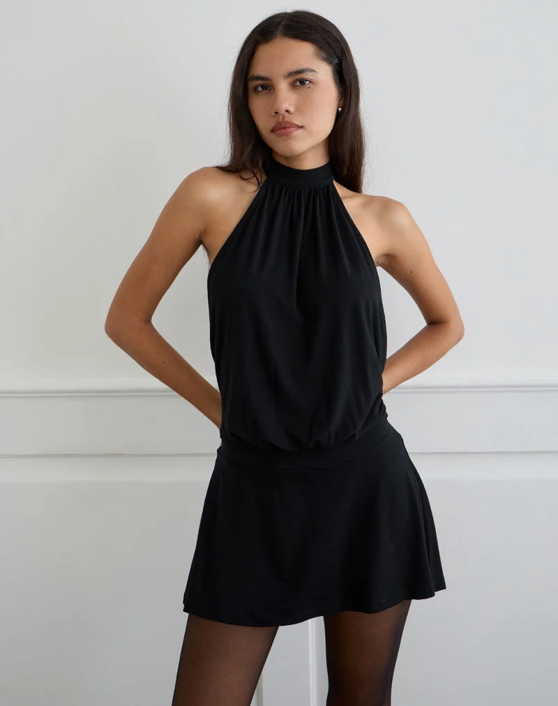 Mini robe Vaklina en jersey de rayonne noir