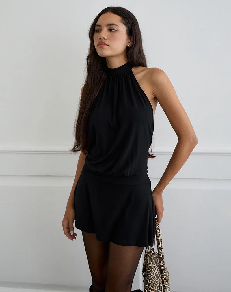 Mini robe Vaklina en jersey de rayonne noir