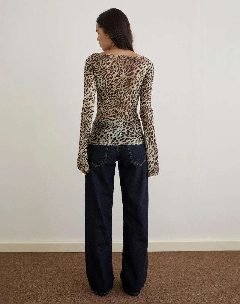 Tineko Long Sleeve Top in Leopard Dance Brown