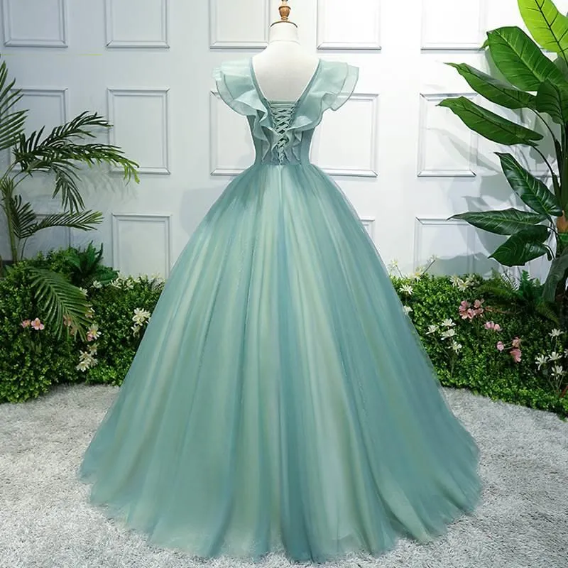 Robe de bal Aqua à col en V, robe de Quinceanera, robe de bal
