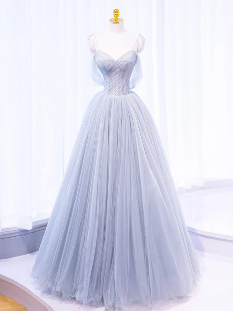 Robe de bal transparente en tulle gris argenté, illusion, robe douce 16 ans