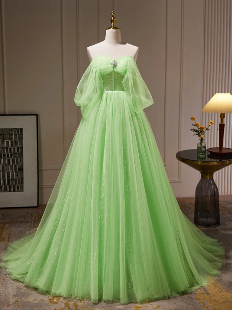 Vert citron romantique voir à travers la robe de bal en tulle robe de bal robe formelle