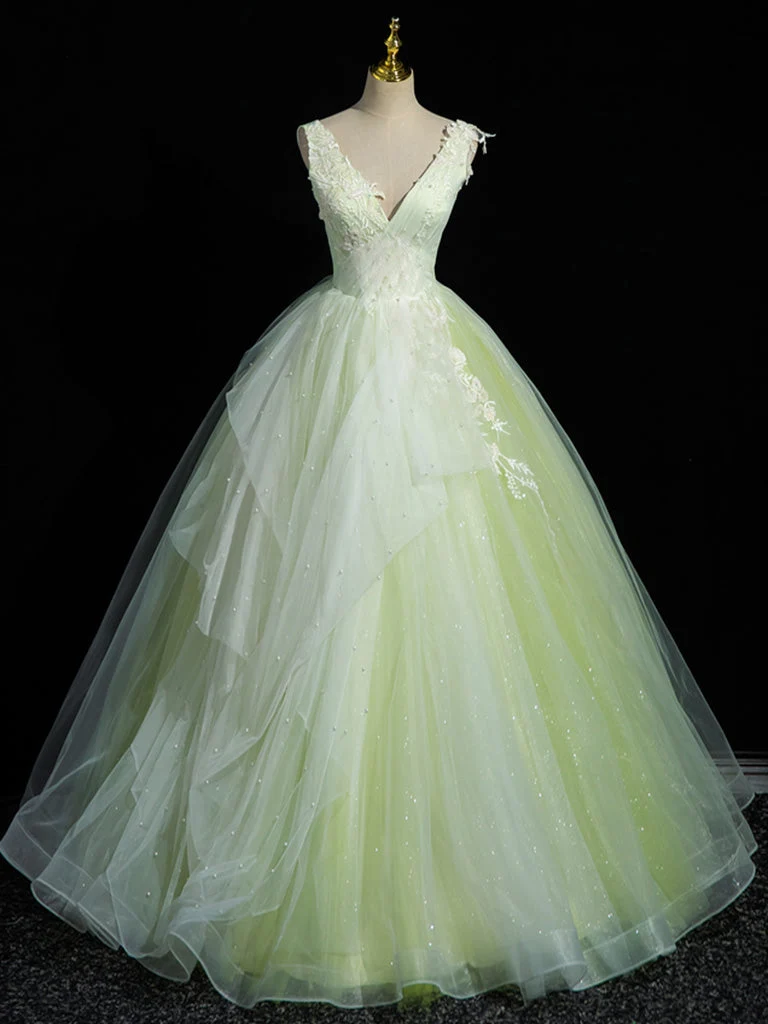 Robe de bal à col en V jonquille, robe de Quinceanera, robe douce 16