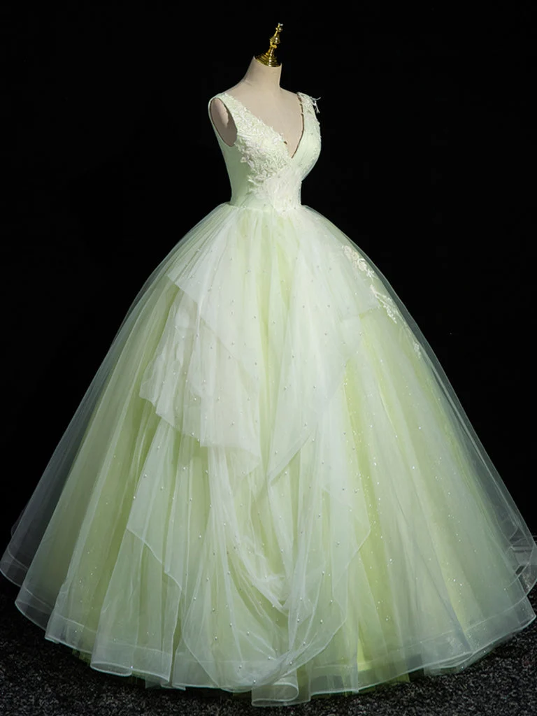 Robe de bal à col en V jonquille, robe de Quinceanera, robe douce 16
