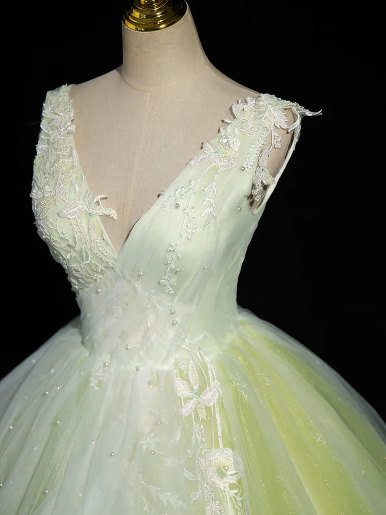Robe de bal à col en V jonquille, robe de Quinceanera, robe douce 16
