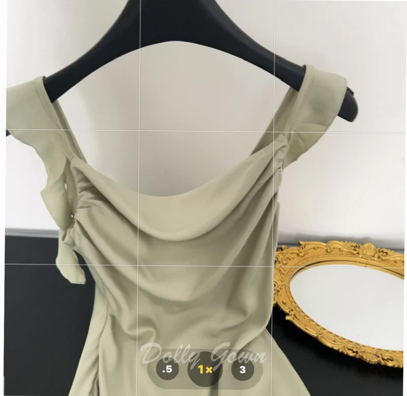 Robe longue décontractée à col bénitier vert sauge, robes de demoiselle d'honneur