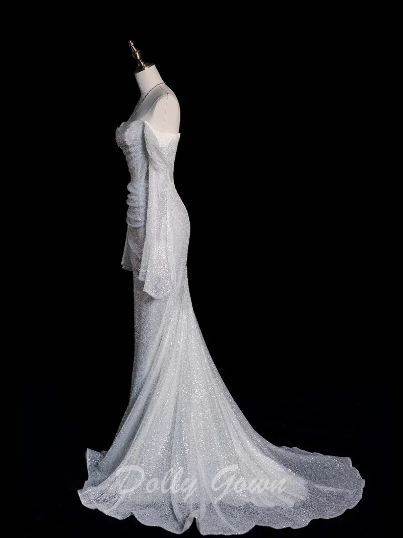 Robe de mariée à paillettes et corset à paillettes