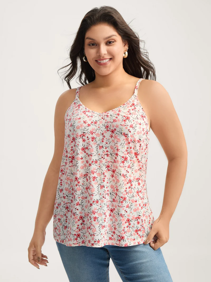 Floral Stretchy Backless Tie Tank Top