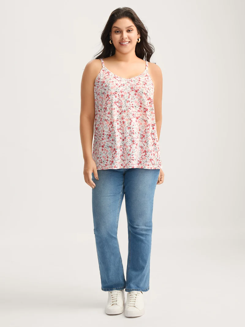 Floral Stretchy Backless Tie Tank Top