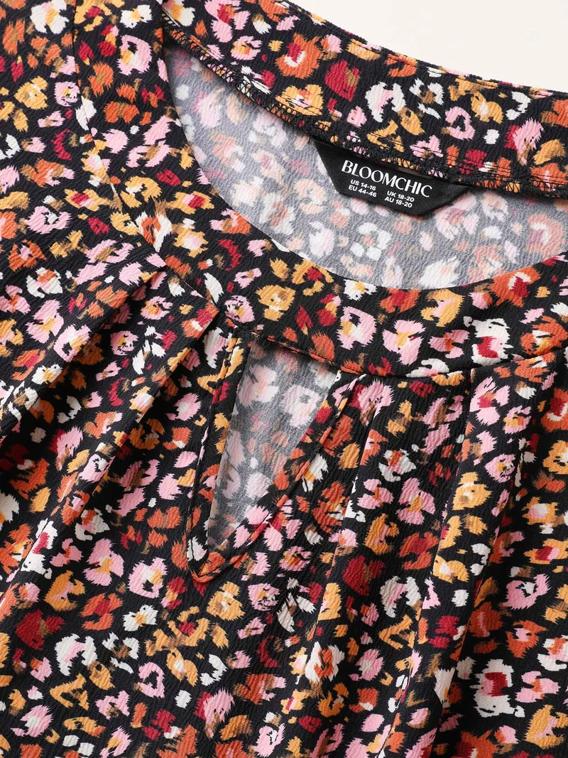 Floral Waist Tie Cut-Out Midi Dress