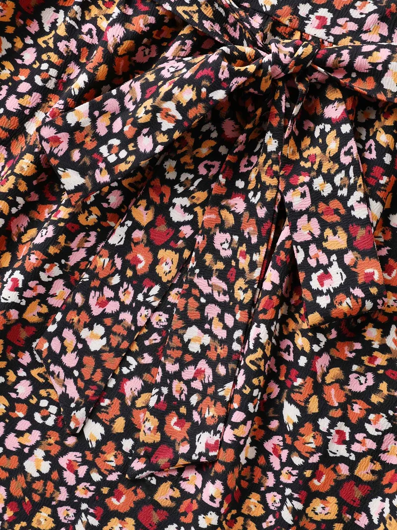 Floral Waist Tie Cut-Out Midi Dress