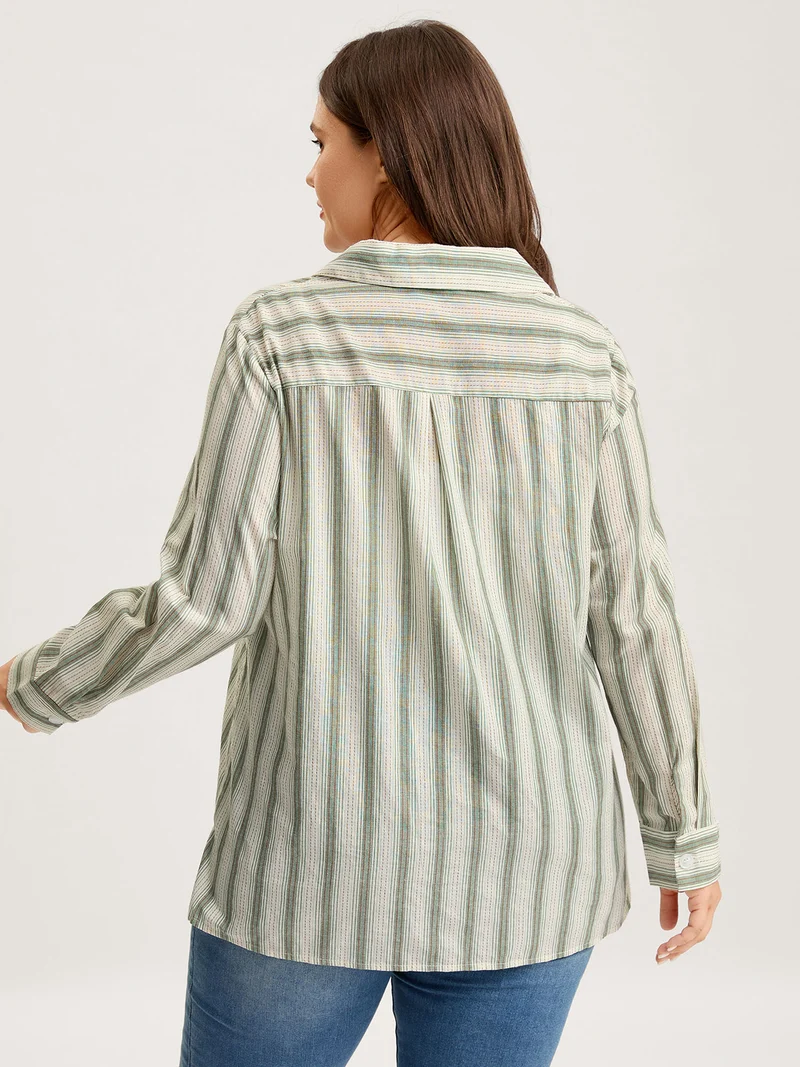 Cotton Stripes Pocket Button-Down Shirt