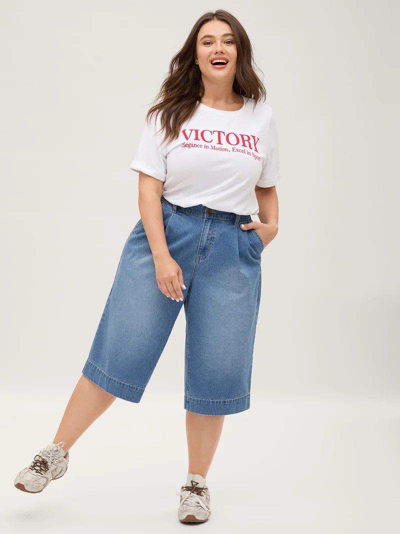 Stretchy Back-Waist Cropped Jeans
