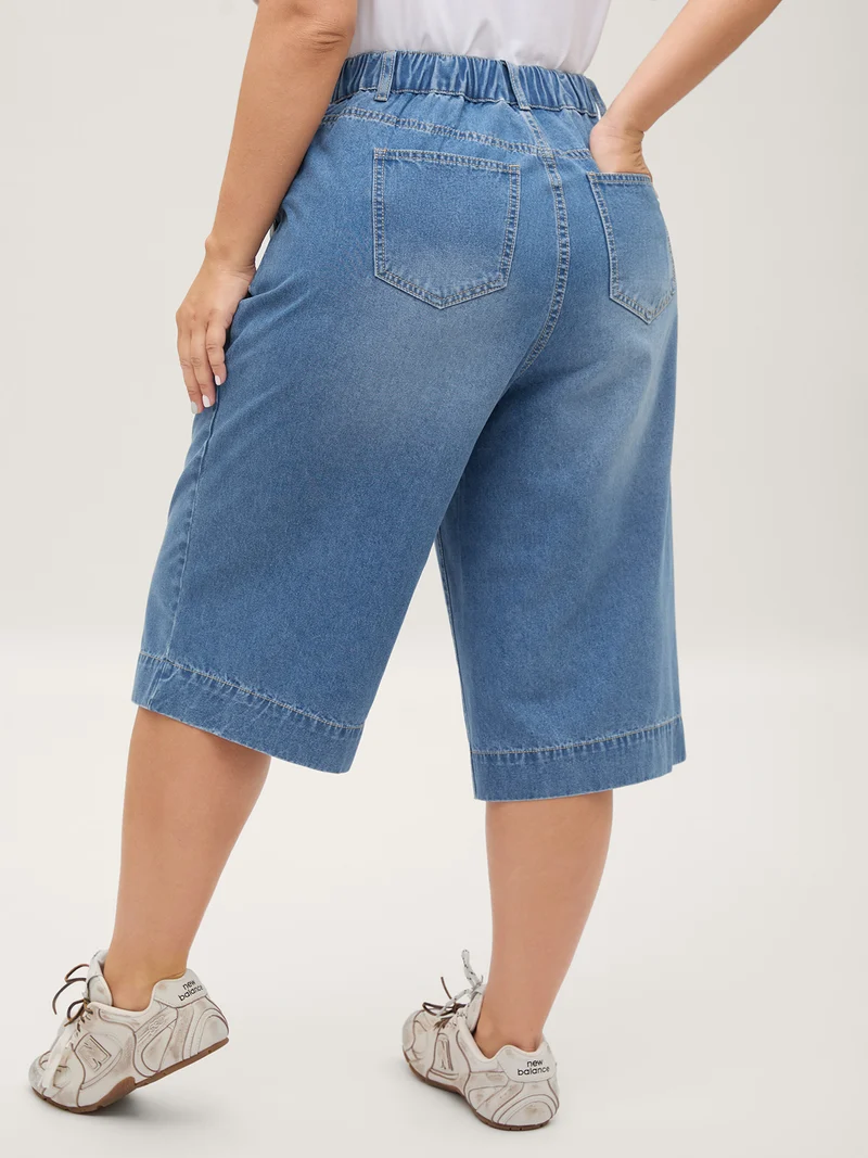 Stretchy Back-Waist Cropped Jeans