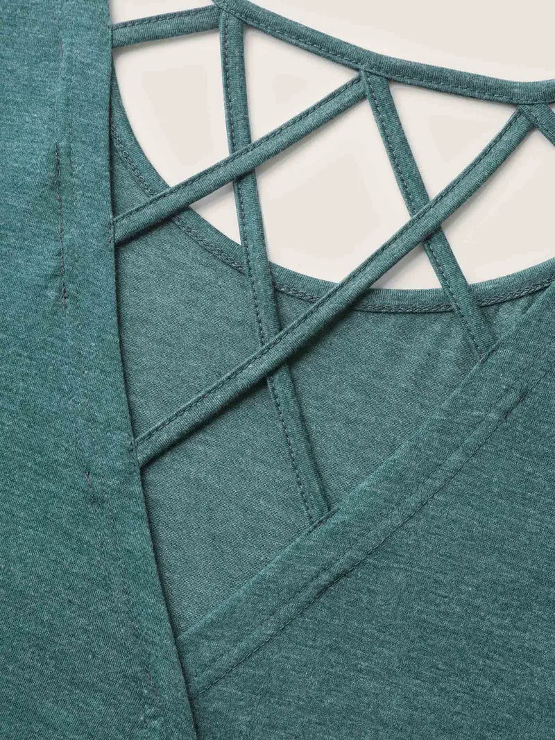 Backless Crisscross Solid T-Shirt