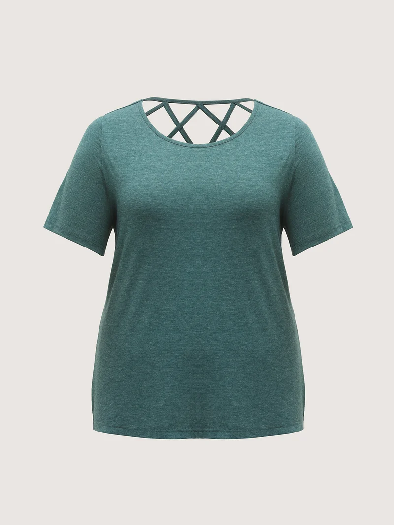 Backless Crisscross Solid T-Shirt