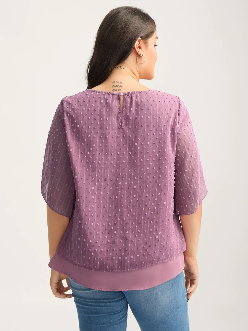 Layered Design Petal Sleeve Textured Blouse