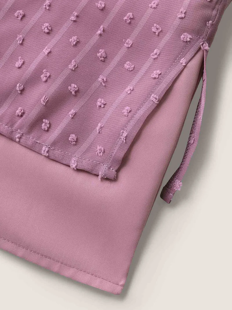 Layered Design Petal Sleeve Textured Blouse