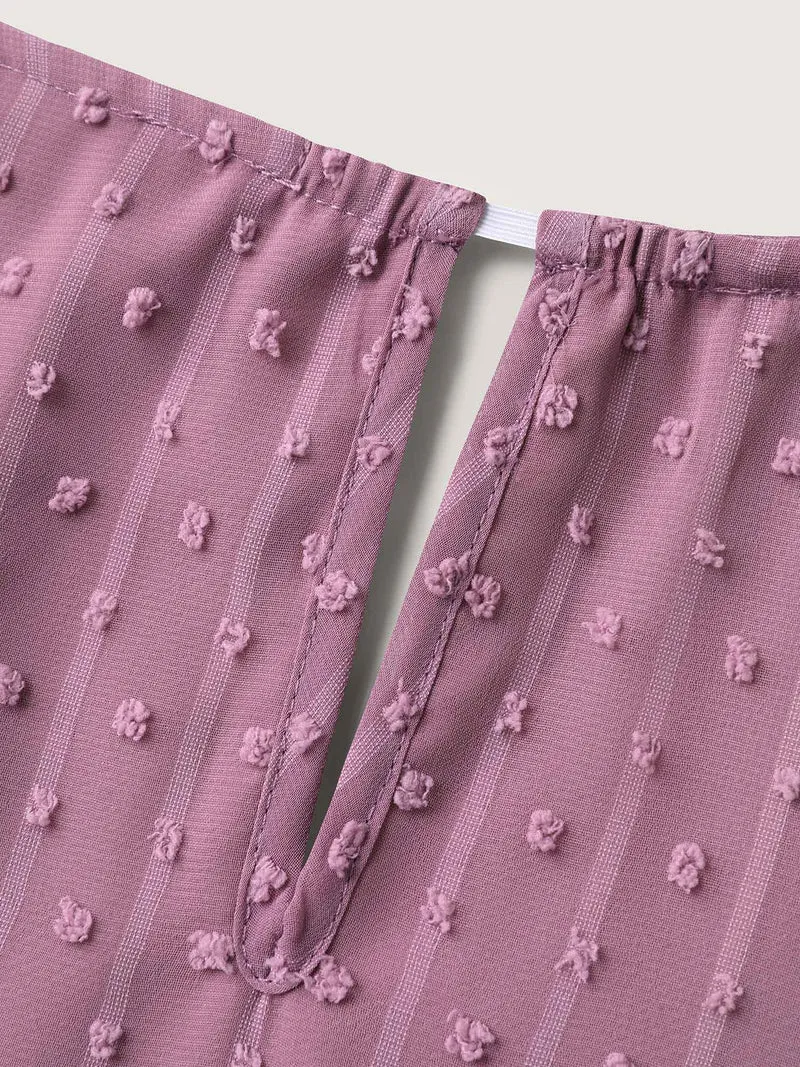 Layered Design Petal Sleeve Textured Blouse