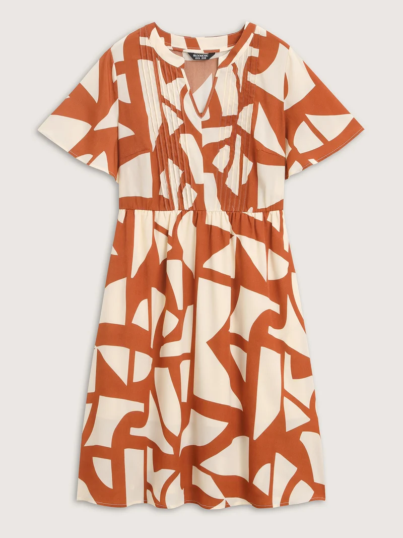 Toothpick Pleat Notched Collar Midi Dress