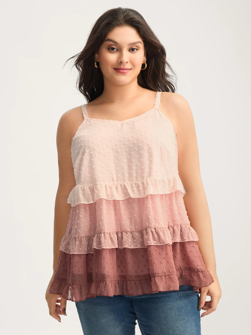 Textured Color Block Tiered Tank Top
