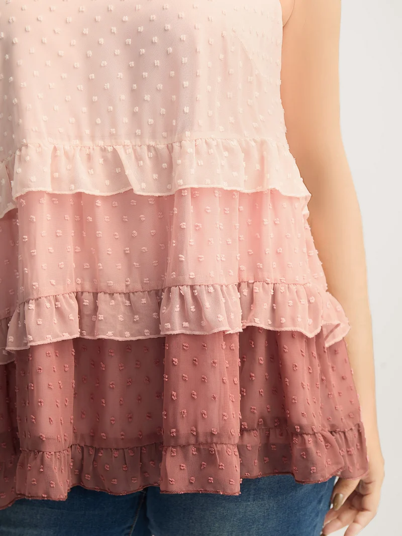 Textured Color Block Tiered Tank Top