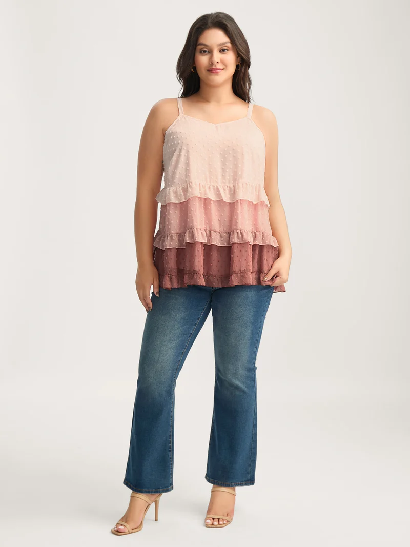Textured Color Block Tiered Tank Top