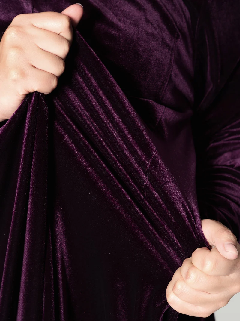 Velvet Stretchy Button Blazer Midi Dress